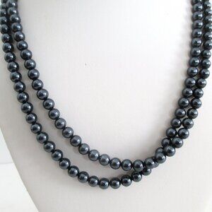 35" Strand or Necklace 6 mm Dark Grey Pearls